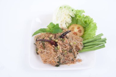 Lezzetli Vermicelli beyaz yemek Tayland yemeği.