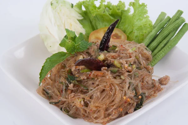 Lekker Vermicelli Witte Schaal Thais Eten — Stockfoto