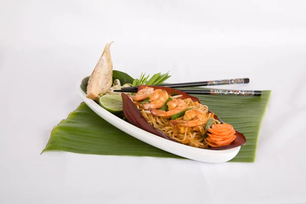 Pad Thai Goong Σοντ Fried Rice Sticks Γαρίδες — Φωτογραφία Αρχείου