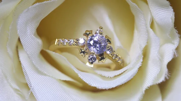 Golden Wedding Ring with Diamond