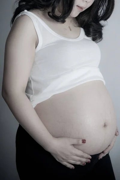 Close Cute Pregnant Belly — Stock Photo, Image