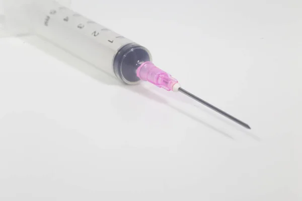Syringe Closeup Isolated White Background — Stock Photo, Image