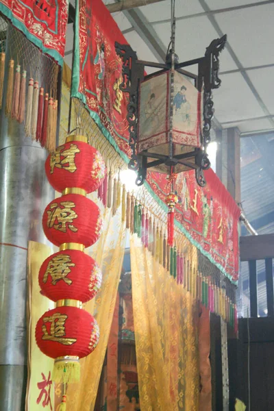 Červená Čínská Lucerna Čínském Chrámu — Stock fotografie
