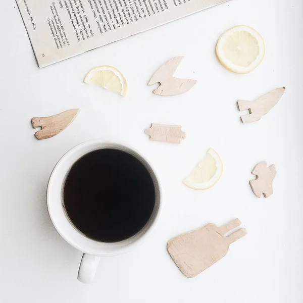 Morning with coffee and lemons
