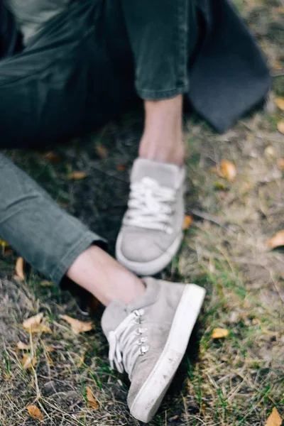 Shoes Man Grass — Stock Photo, Image