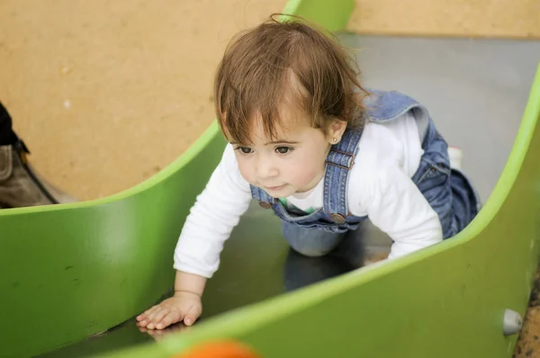 Happy Little Girl Playing Urban Playground — Stock Photo, Image