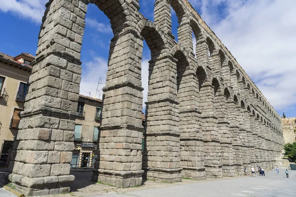 Veduta Del Famoso Acquedotto Segovia Costruzione Romana Del Secolo Concetto — Foto Stock
