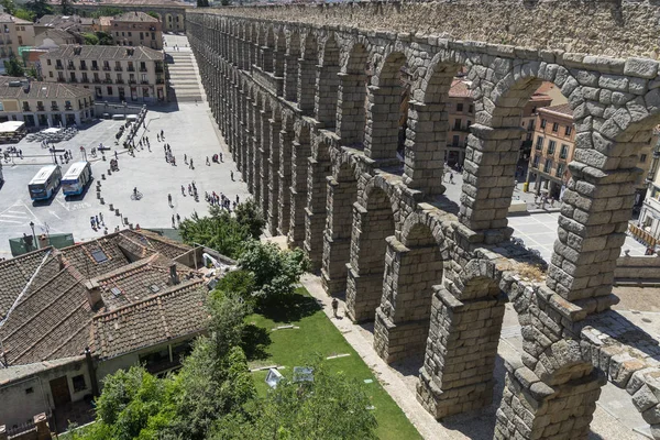 Pohled Slavný Akvadukt Segovia Římská Stavba Prvního Století Cestovní Koncept — Stock fotografie