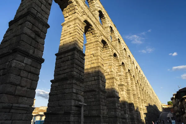 Espanha Castela Leão Segóvia Vista Famoso Aqueduto Segóvia Com Bela — Fotografia de Stock