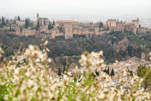 View of the Alhambra of Granada from Cerro de San Miguel — Stock Photo, Image