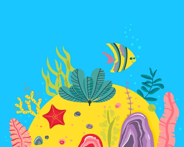 Fundo Com Fundo Oceânico Recifes Corais Algas Marinhas Ilustração Abstrata —  Vetores de Stock