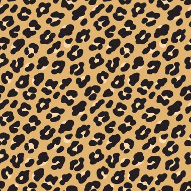 Leopar baskı. Kahverengi siyah kürk seamless modeli. Vektör çizim arka plan