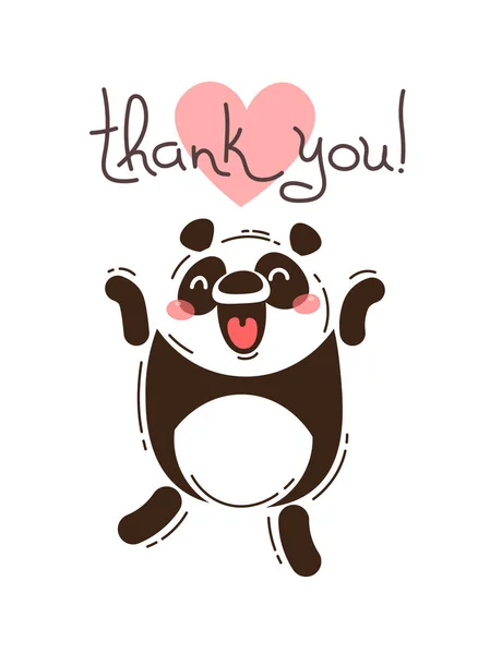 Funny panda says thank you. Vector illustration in cartoon style — Stock Vector