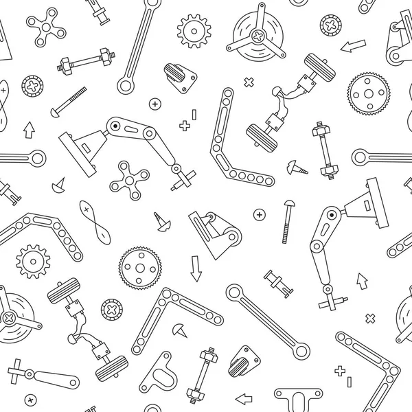 Naadloze patroon met de details en gears voor bouw robotica. Vectorillustratie — Stockvector