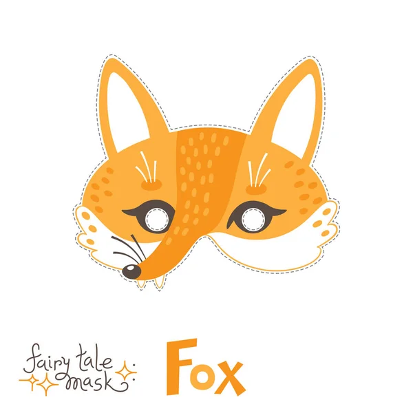 Fox carnival mask for baby. Costume fairytale animal character for a childrens party. Isolated vector illustration — Stock Vector