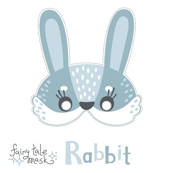 Tavşan, tavşan, Bebek için tavşan karnaval maskesi. Bir çocuk partisi için kostüm masalı hayvan karakteri. İzole vektör illüstrasyon — Stok Vektör