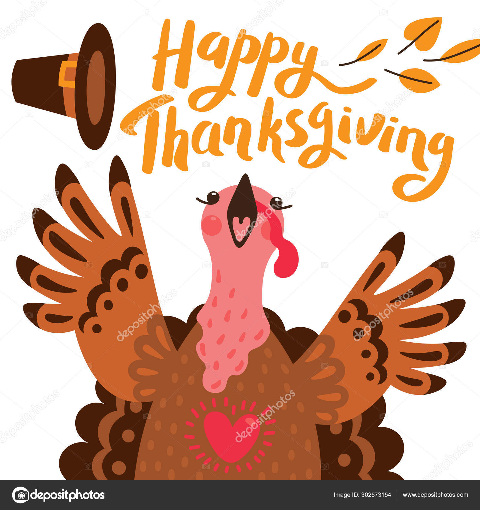 Happy Thanksgiving card with turkey. Cartoon Character Turkey Stock Vector Image by ©Baksiabat #302573154 Happy Thanksgiving card with turkey. Cartoon Character Turkey Stock Vector Image by ©Baksiabat #302573154