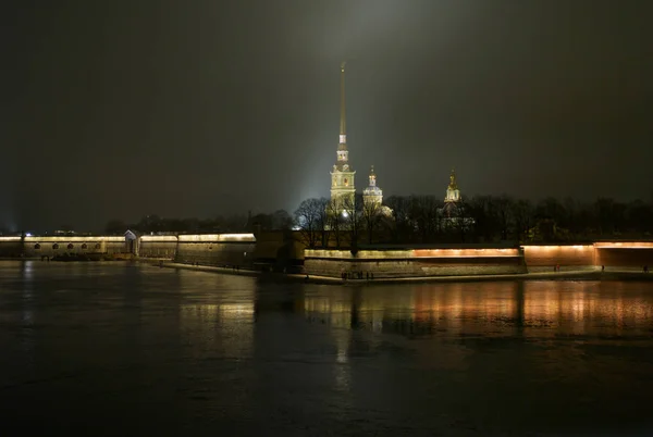 Peter Paul Fortress Cathedral Night — Stock Photo, Image