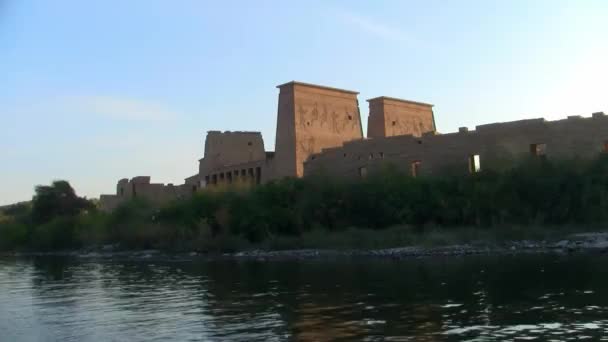 Cruising Den Forntida Egyptiska Templet Philae Agilika Island Aswan Egypten — Stockvideo