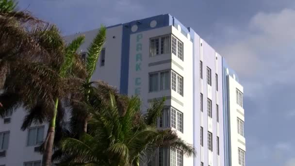 Майами Флорида Сша Июль 2013 Года Фасад Стиле Деко Отеля — стоковое видео