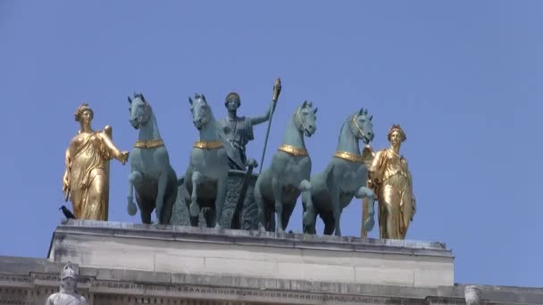 Quadriga Sull Arco Trionfo Del Carosello Parigi Francia Franois Joseph — Video Stock