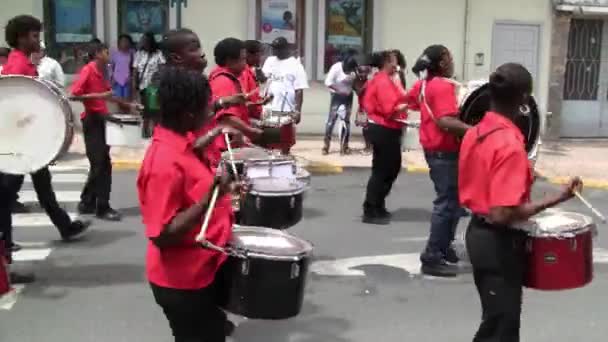 Marigot Saint Martin Juli 2013 Creole Band Med Röda Tröjor — Stockvideo