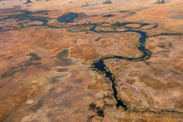 Okavango Delta antenna, száraz táj River — Stock Fotó