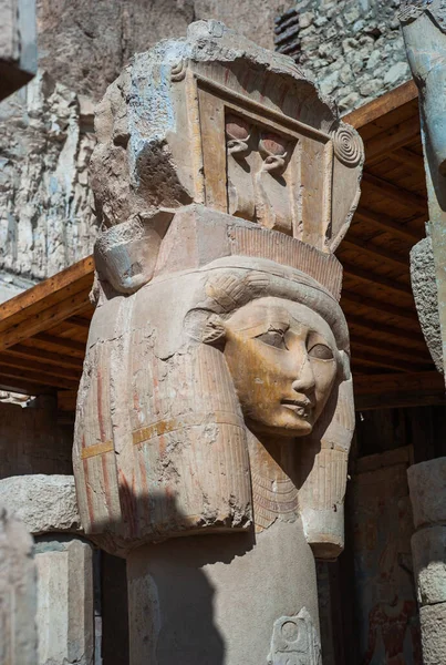 Колона Хатхор Храмі Морг Хатшепсут Дейр Ель Бахарі Луксор Єгипет — стокове фото