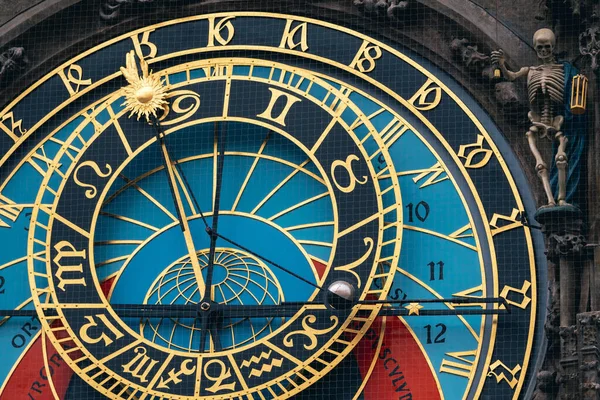 Orologio Astronomico Praga Prazsky Orloj Quadrante Dettaglio Sul Vecchio Municipio — Foto Stock