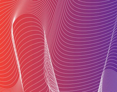 Renkli bir arka plan üzerinde soyut dalgalı çizgiler. Vektör çizim