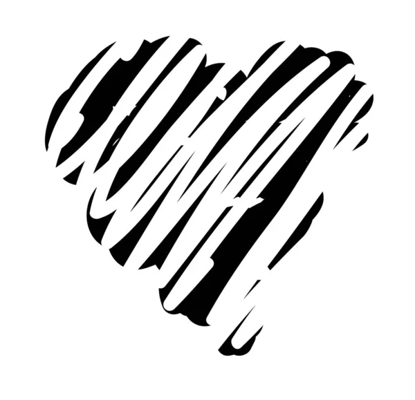Corazón de garabato monocromo en forma de corazón. Grunge vector ilustración — Archivo Imágenes Vectoriales