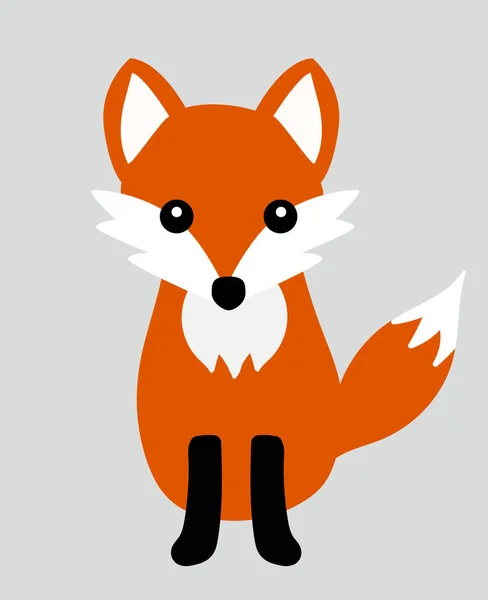 Χαριτωμένη αλεπού απομονωμένη σε γκρι φόντο. Εικονογράφηση διανύσματος — Διανυσματικό Αρχείο