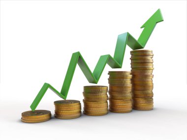 Finansal başarı kavramı, 3d render, kavramsal görüntü.