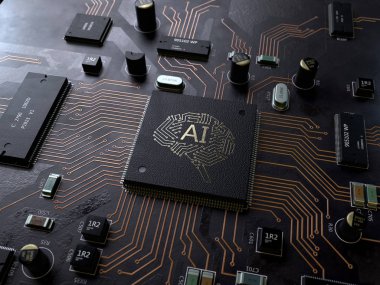 AI, yapay zeka, 3d render, kavramsal görüntü.