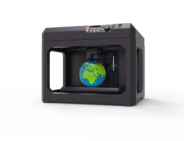 üzerinde beyaz, 3d render, kavramsal görüntü izole 3d yazıcı makinesi konsepti.