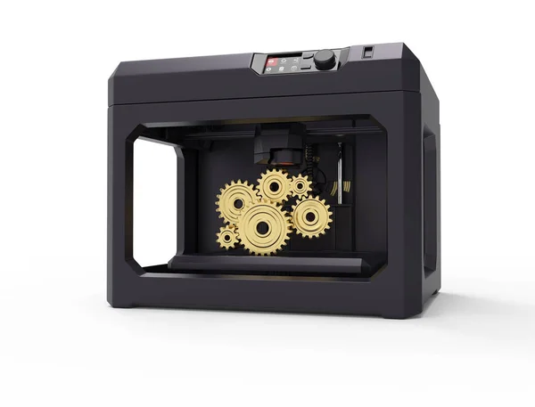 üzerinde beyaz, 3d render, kavramsal görüntü izole 3d yazıcı makinesi konsepti.