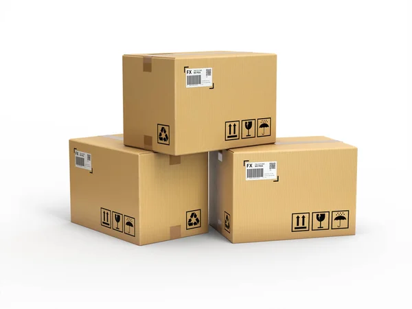 Beyaz arka plan üzerinde beyaz, 3d render, kavramsal görüntü izole, kargo kutuları.