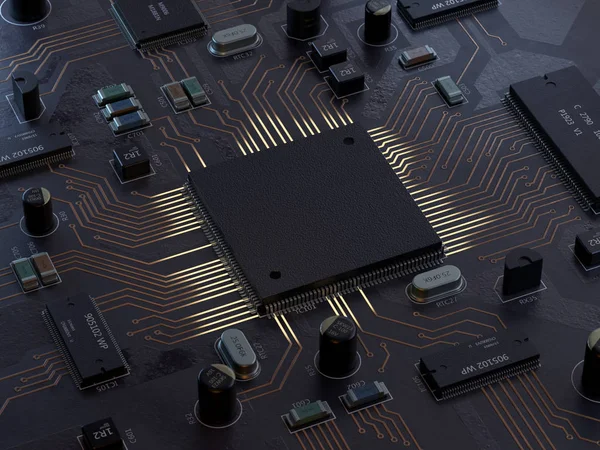 Merkez bilgisayar işlemci Cpu kavramı. 3D render, kavramsal görüntü.