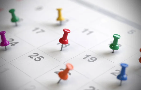 Takvim sayfası Çizim pim, 3d render, kavramsal görüntü ile.