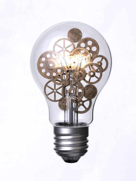 Ampul ve gears.3d işleme, kavramsal görüntü.