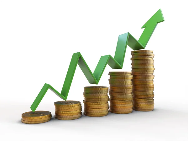 Finansal başarı kavramı, 3d render, kavramsal görüntü.
