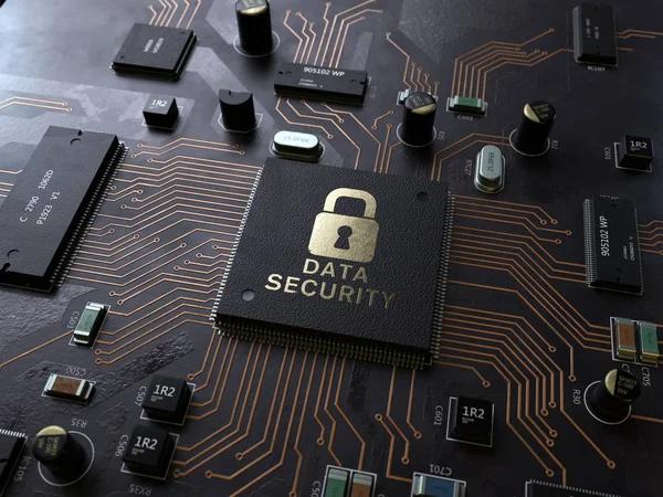 Güvenlik kilidi sembolü devre board.3d kavramsal görüntü işleme,.