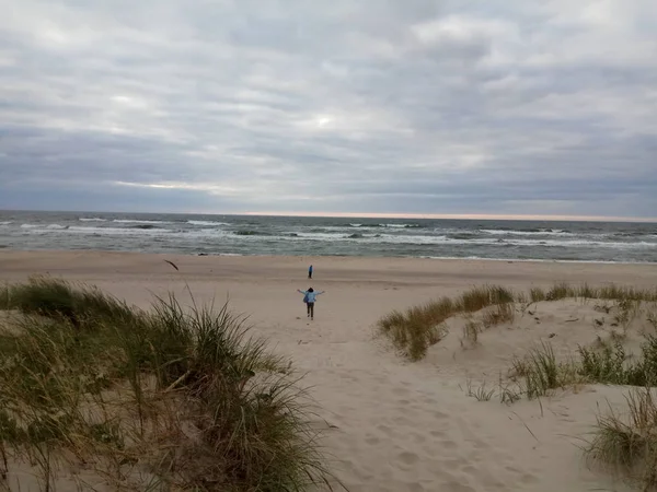 Bulutlu havalarda Baltık Denizi'nin kıyısında.