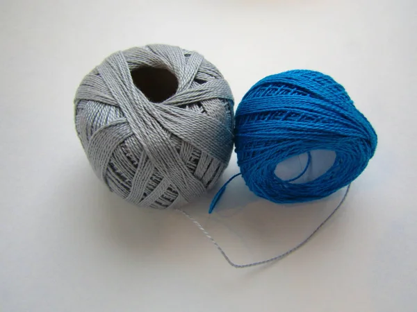 Two Skeins Thread Needlework White Background — Stock Photo, Image