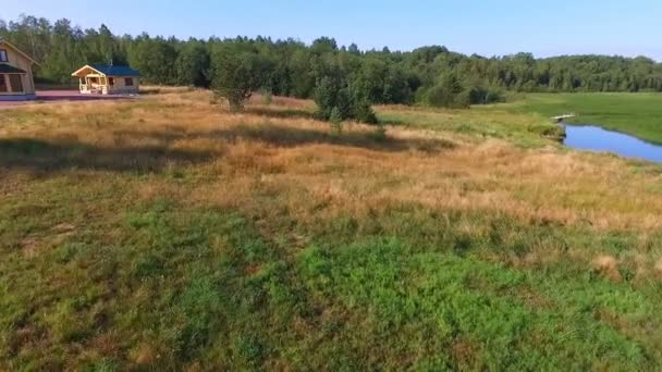 Vacker Sommar Floden Landskap Från Höjden Fågelflyg — Stockvideo