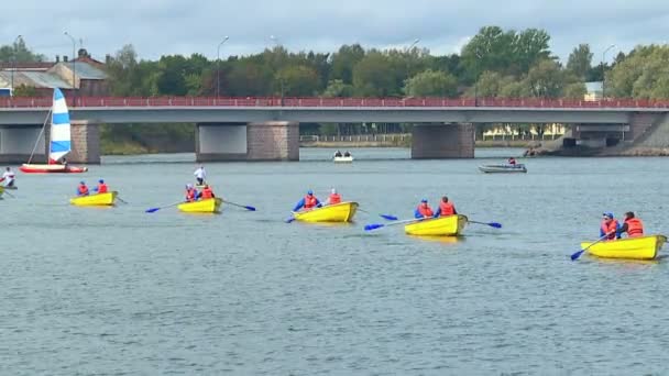 Hafta Sonu Sakinleri Vyborg Şehir Konukları Yatçılar Rekabet Sörfçü Üzerinde — Stok video