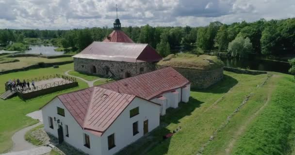 Ryskt Landskap Vacker Utsikt Över Gammal Medeltida Militärfästning Tagen Från — Stockvideo