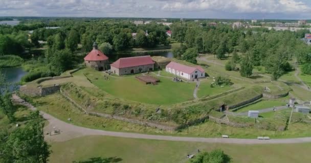 Ruská Krajina Krásný Výhled Starou Středověkou Vojenskou Pevnost Pořízenou Letním — Stock video