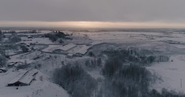 Der Morgendämmerung Einem Kalten Wintermorgen Friert Sogar Die Luft Vor — Stockvideo