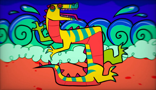 Hand Maden Digital Stylised Illustration of Dragon